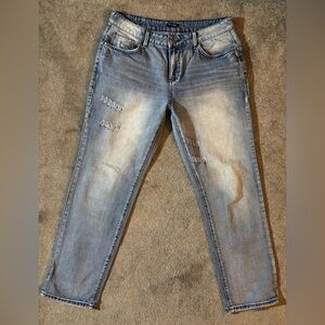 Flamingo Stylish Blue Distressed Women's Jeans Size Large, Inseam 30